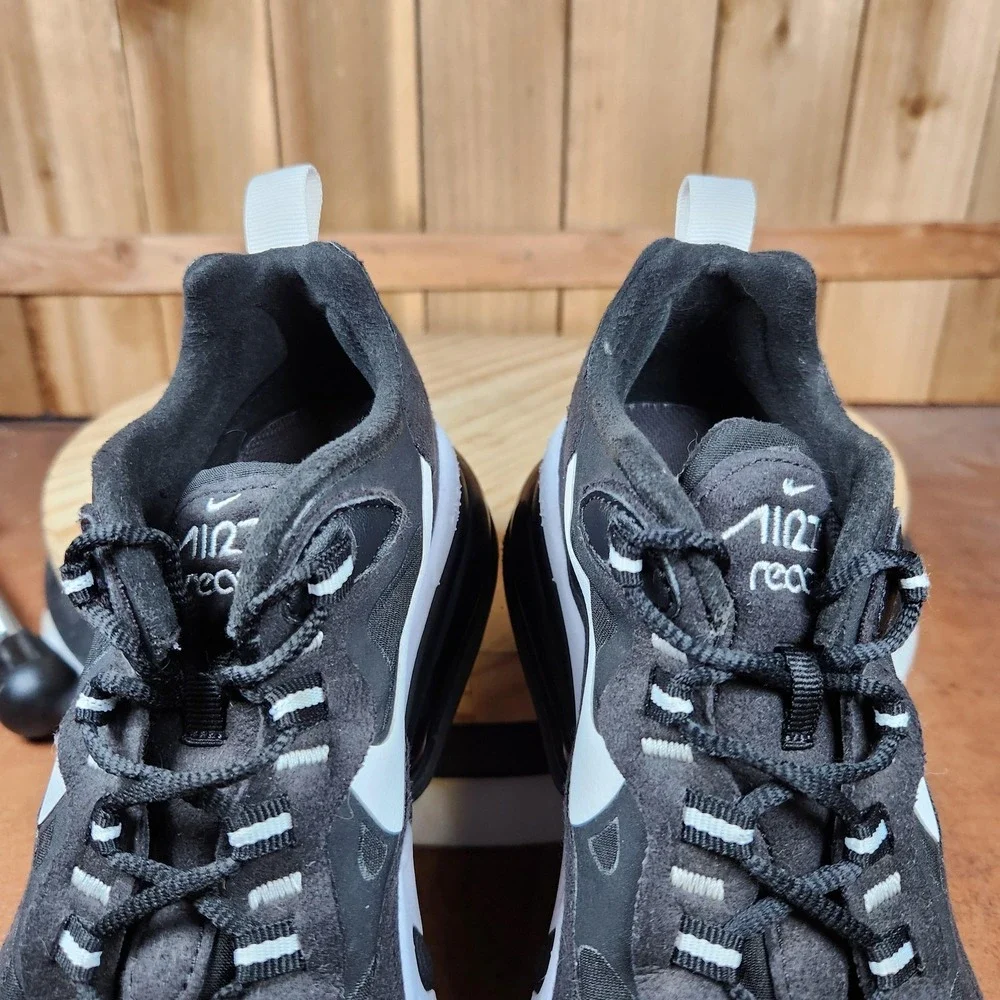 Nike Air‎ Max 270 React Shoes Womens 7.5 Black Mesh Running Sneakers AT6174-004